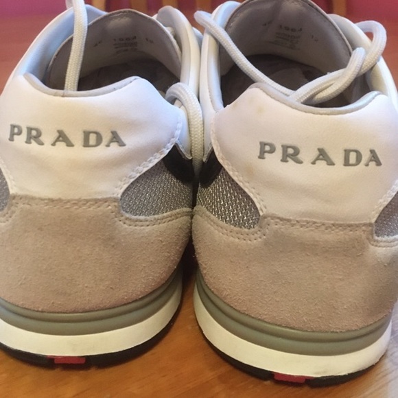 Prada runners. Size 13 US. White leather and grey suede. Worn three (3) times. - Picture 4 of 4